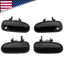 4pcs Black Door Handles Set For 98 99 2000 Honda Civic Front Rear Outer