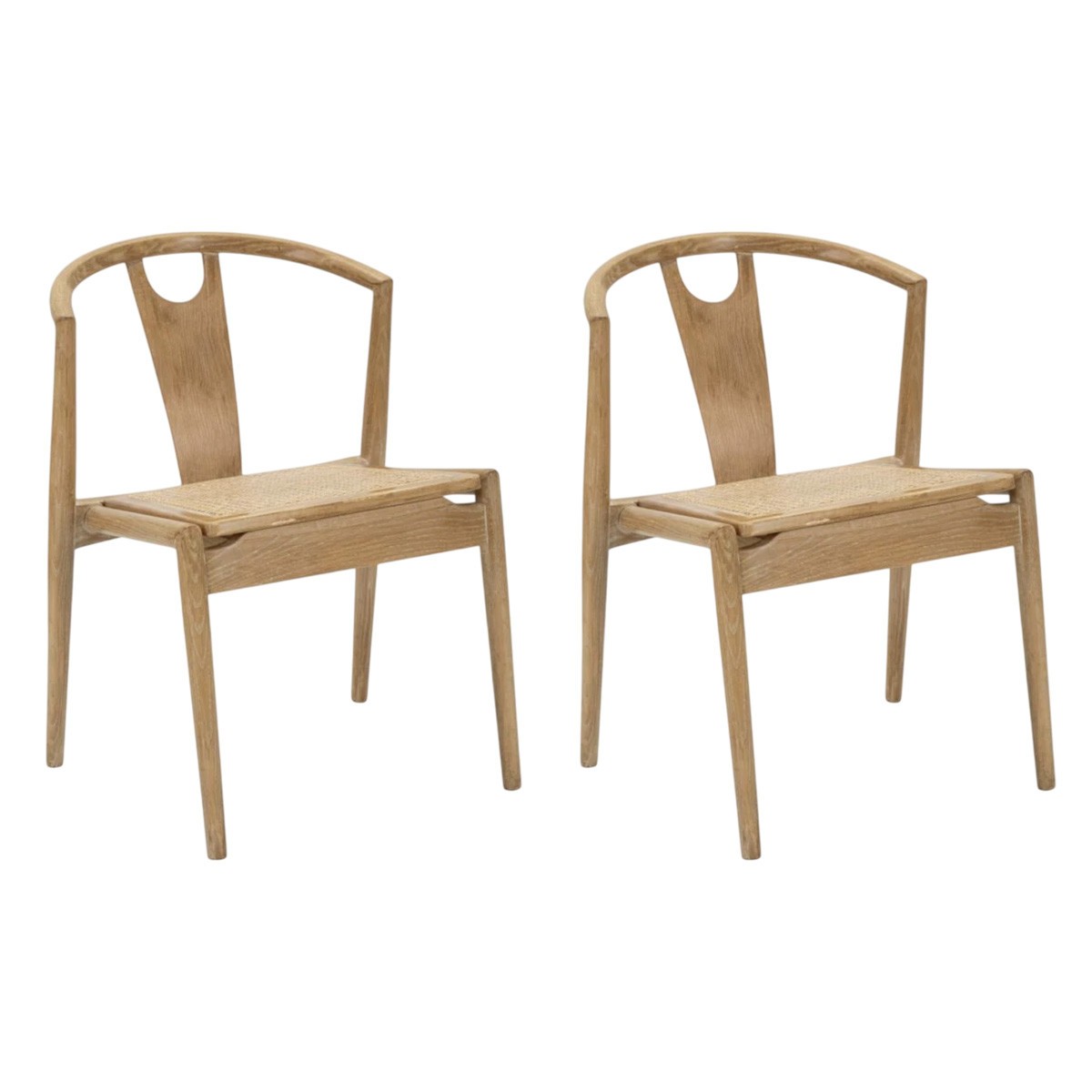 Chaises en bois Japon de 76cm en chêne naturel avec finitions artisanales haut de gamme