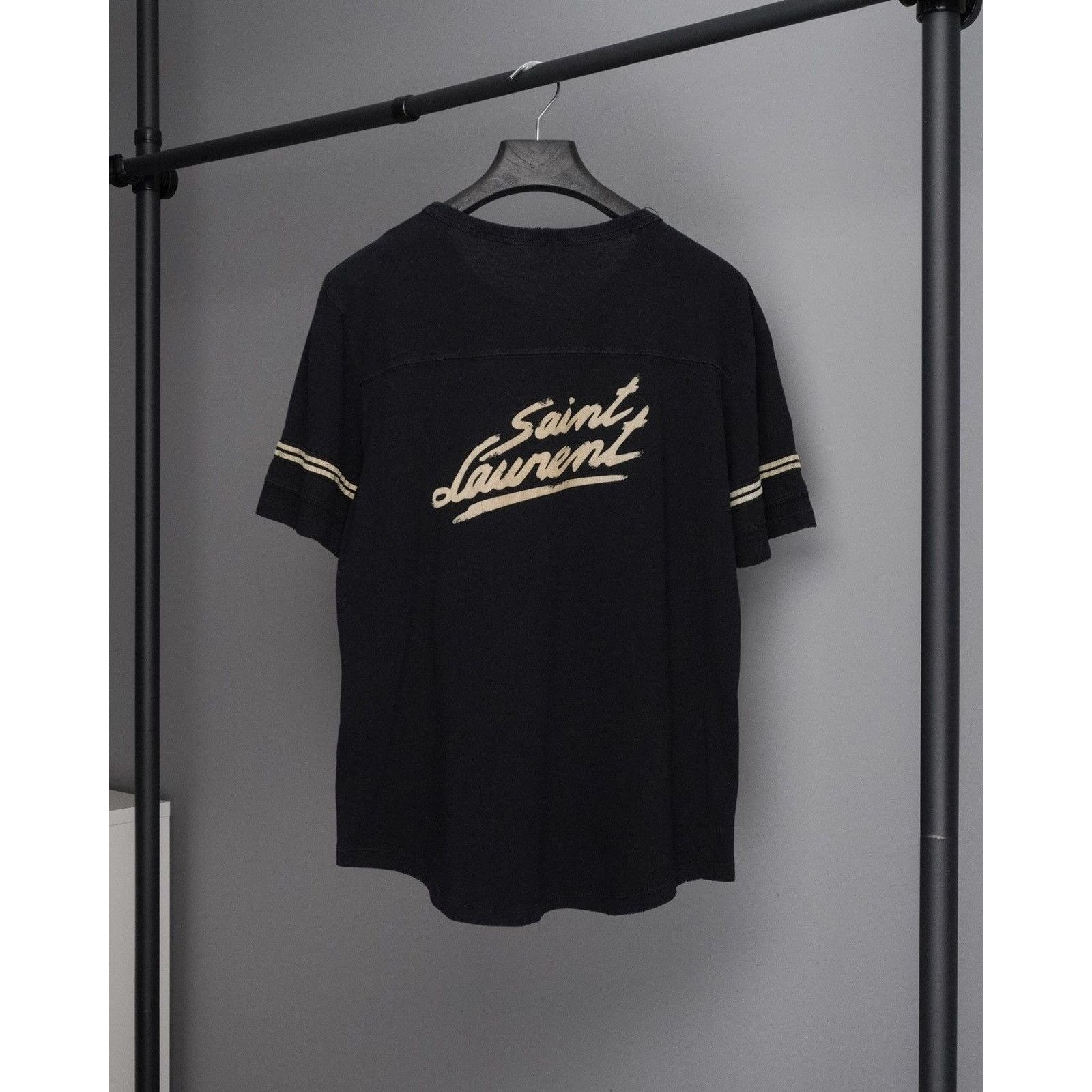 T shirt Saint laurent anni 50 schiena grande logo classico invecchiato