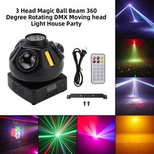 3 Head Magic Ball Beam 360 Degree Rotating DMX Moving head Light House Party #