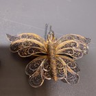 VINTAGE Filigree Butterfly Brooch Lot 2 Gold Tone Silver Tone Pin Set — photo 3