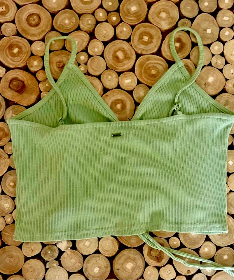 O'Neill ребристый Cami укороченный верхний собранными в Рюш шнурком без рукавов Майка Sage зеленый S - Изображение 3 из 4