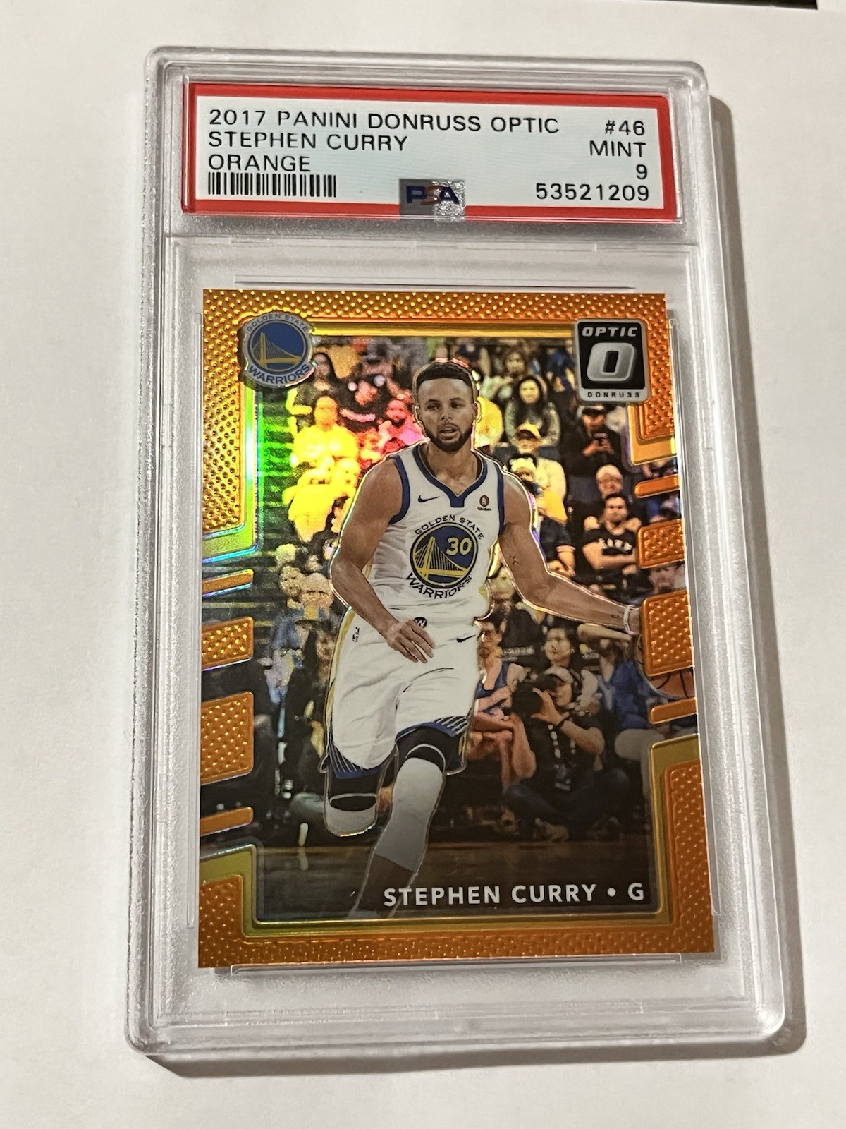 2017-18 OPTIC STEPHEN CURRY ORANGE PRIZM HOLO PSA 9 MINT /199 VERY RARE WARRIORS
