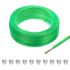 1/8 Green Vinyl Coated Wire Ropes 328ft Galvanized Steel(10PCS M3 Loop Sleeves)