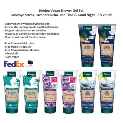 Kneipp Vegan Shower Gel Set Goodbye Stress, Relax, Me Time & Good Night 8x200ml