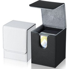 2 Boxes Leather Deck Card Boxes Large Size Fit 100 Plus Sleeved Cards Deck Ga...
