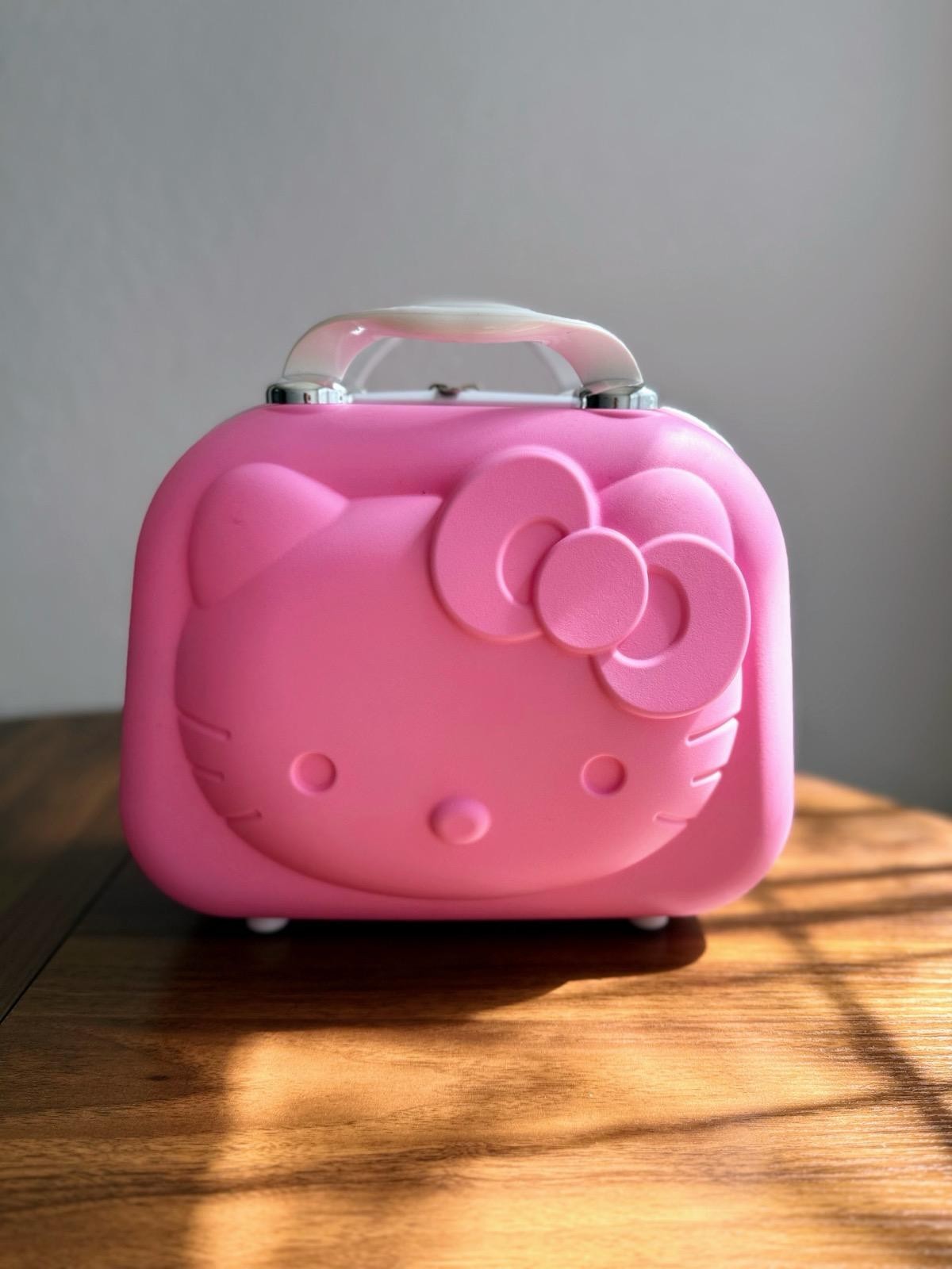 Cute Pink Cat Kids Carry Case Hard Shell Travel Storage Case Girls