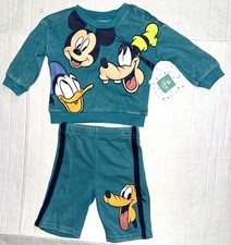 MICKEY MOUSE 2 piece set teal/FRIENDS motif size 0-3 months