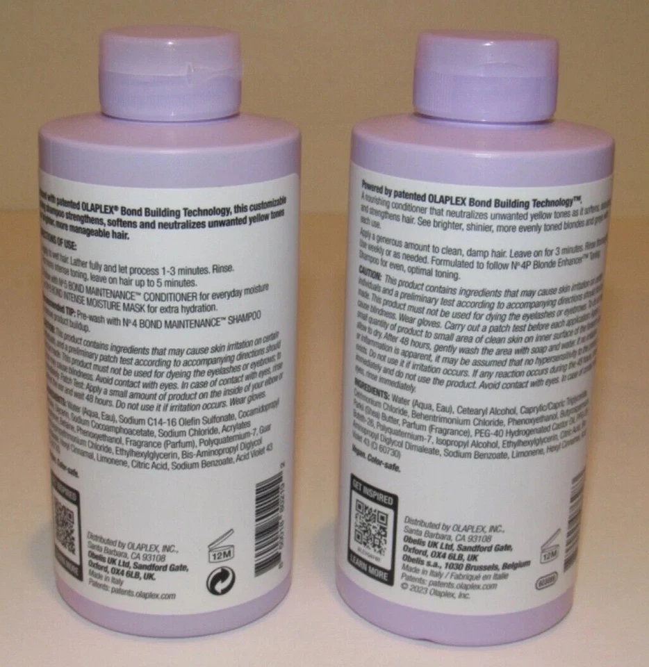 Tonificación potenciadora rubia Olaplex No. Juego de champú 4P y acondicionador n.º 5P 8,5 OZ Foto 2 de 2