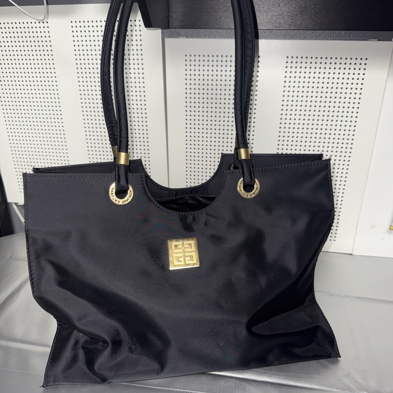 Givenchy Parfums Black Nylon Tote Bag w Gold Signature Logo Accents  thumbnail 2
