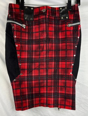 RARE LIP SERVICE 2004 SAMPLE Maximum Punk Red Plaid Pencil Skirt M