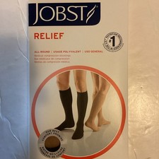 Jobst Relief Compression Stockings Knee High 20-30 mmHg Sz Medium Open Toe Beige