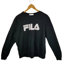Fila Spellout Logo Black Sweatshirt Unisex Size L Large