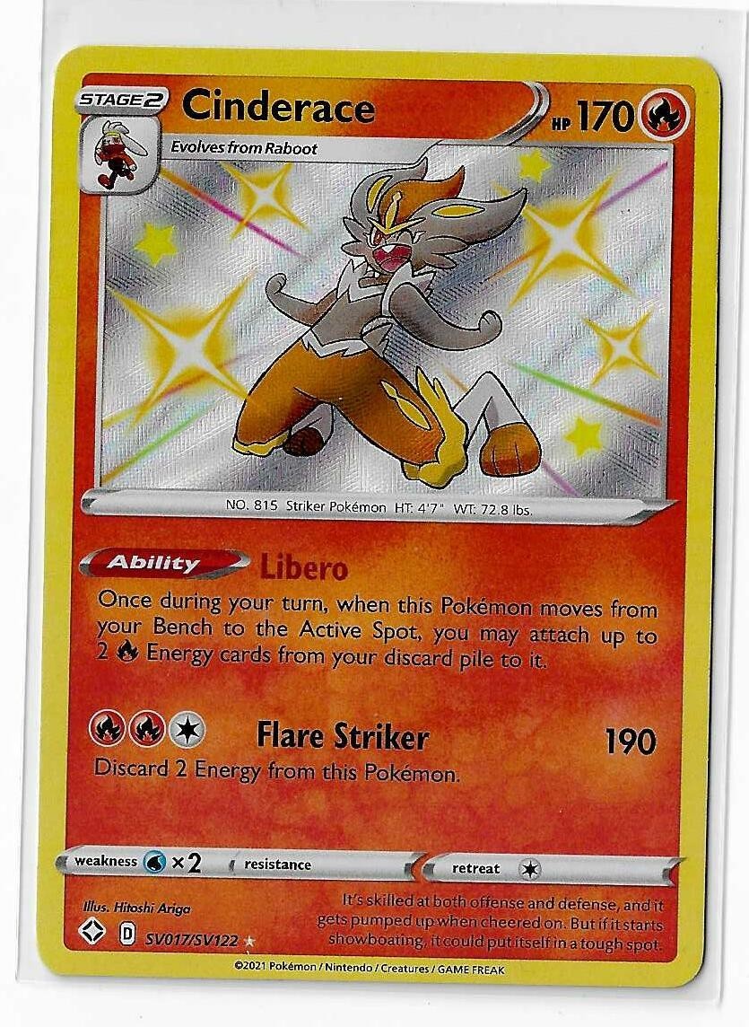 Cinderace SV017/SV122 Shining Fates Shiny Vault Holo Pokemon TCG Card NM
