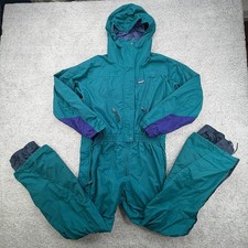 Vintage Patagonia Snow Ski Suit Women 10 Teal Purple One Piece Hooded Zip Pocket