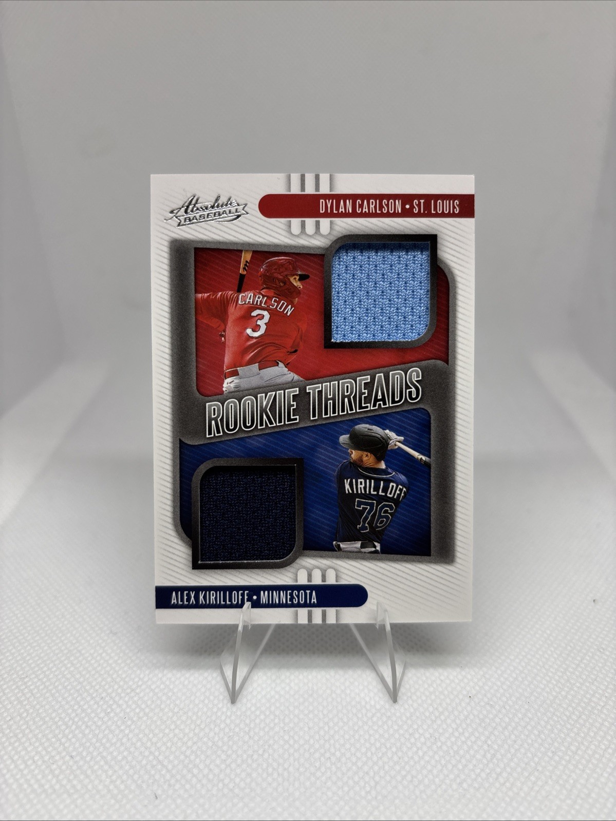 2021 Absolute Dylan Carlson Alex Kirilloff Rookie Threads Dual Jersey Relic
