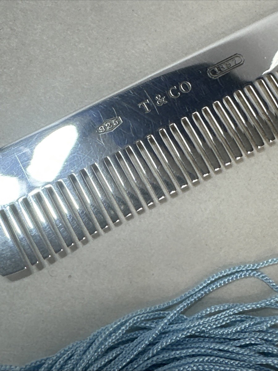 Tiffany & Co. Sterling Silver 1837 Baby Comb with Blue Tassel | eBay