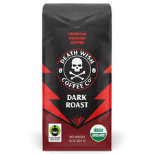 Death Wish Coffee Organic and Fair Trade Dark Roast Ground Coffee 16 Oz