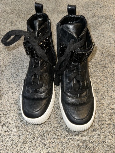 Karl Lagerfeld Paris Jeren Leather High Top Embellished Sneakers Size 9 - Picture 1 of 12