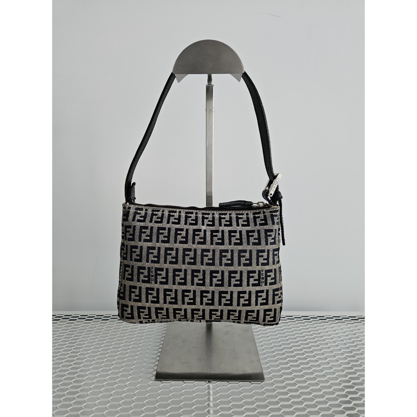 Fendi Zucchino FF Monogram Canvas Mini Pochette Crossbody Bag