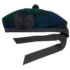 Men's Scottish Glengarry Kilt Hats Tartan, 6 5/8 Black Watch Glengarry Cap
