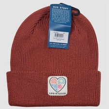 Life Is Good Cozy Cuff Beanie - NWT Adult One Size Rust / Multi - 48535-D5