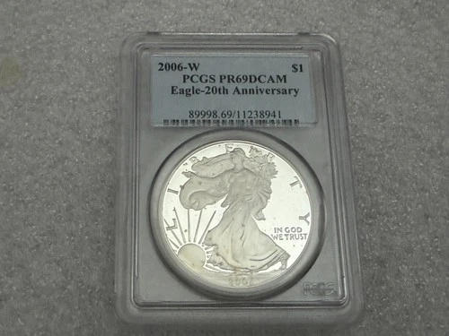 2006-W PCGS PR69 DCAM AMERICAN SILVER EAGLE 20TH ANNIVERSARY