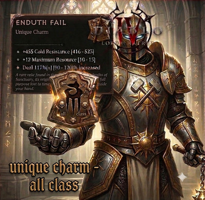 DIABLO 4 SEASONAL 14 RADOM AFFIX UNIQUE CHARM-COMMON & ALL CLASS