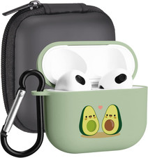 Cute Airpods 3 Case Cover Avocado Printed Protective Case with Keychain