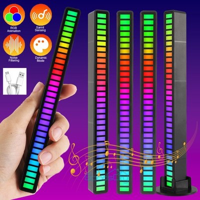 2/4X 32Bit Sound Control RGB Light Bar Colorful Rechargeable Ambient Light Bar