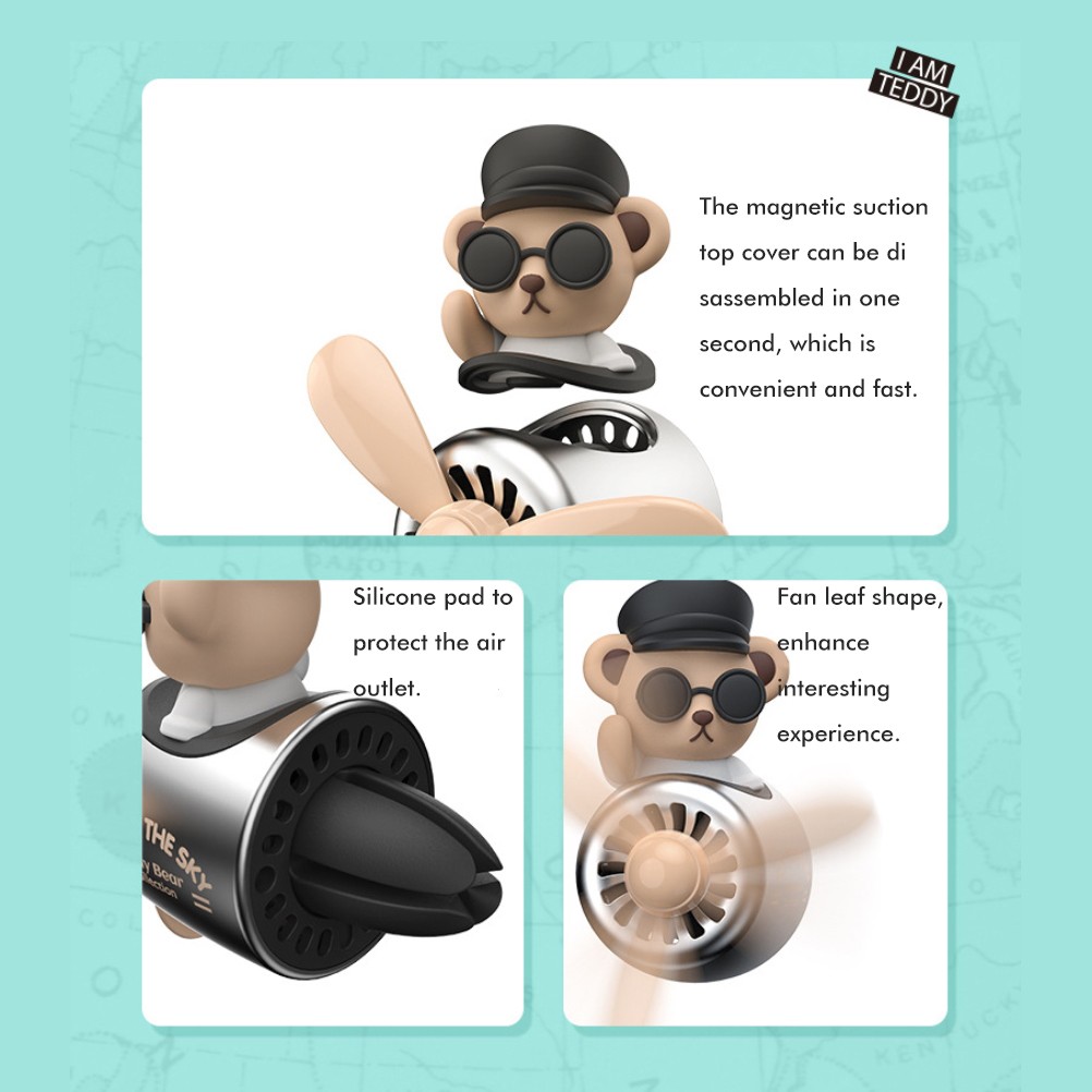 Car Air Freshener Cartoon Cute Bear Duck Pilot Automotive Air Outlet Fan