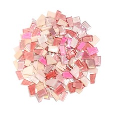 300g Irregular Pink Glass Mosaic Tiles for Crafts, DIY Art Projects, Square Edge