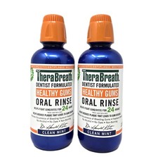 TheraBreath 24-Hour Healthy Gums Oral Rinse Mouthwash, Clean Mint, 16oz - 2 Pack