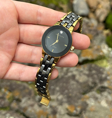 Anne Klein Women's Diamond Accent Black Dial Two-Tone Watch