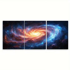 Impresión de metal de galaxia espiral floculante etérea de 3 piezas lista para colgar arte