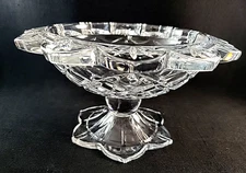 Vtg Polonia Lead Crystal Round Compote Bowl Lace Edge Dish Pedestal