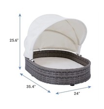 Frisco Outdoor Wicker Retractable Canopy Dog Bed