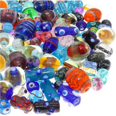 60 Piece Assorted Lampwork Murano Glass Beads for Jewelry Making - Craft Kit