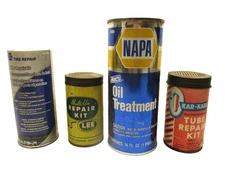 4 -  Napa Mac's Oil Treatment USA Car Truck Automotive Collectible Tin's Metal