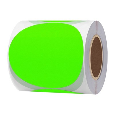 Hybsk Round Color Coding Circle Dots Labels 3 inch, Fluorescent Green 