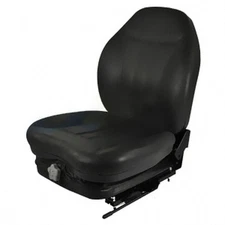 High Back Industrial Seat w/ Suspension, Slide Track, Black Vinyl, Fits Most