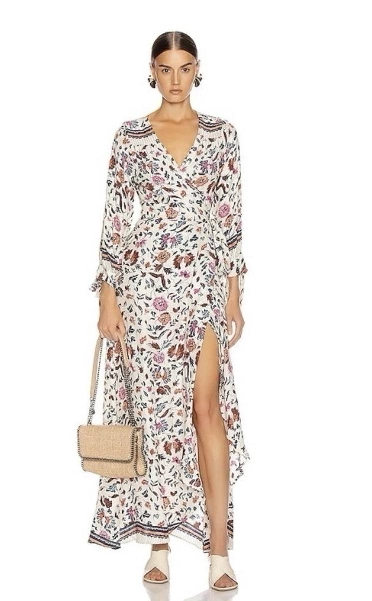 white christmas dresses Natalie Martin Fiore Long Sleeve Maxi Dress Blue Zig Zag Print Size Extra  Small