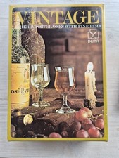 6 Vintage Sherry Or Port Glasses with Fine Rim Excellent Condition In Box Unused