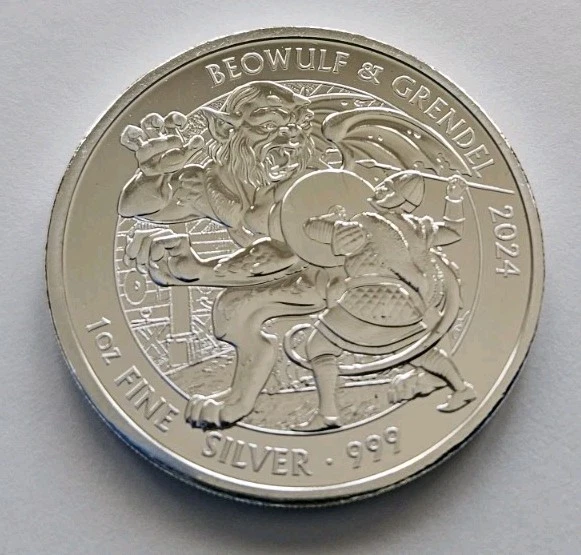 Moneda De Plata Pura 999, Beowulf & Grendel 2024/ S-Mitos Y Leyendas, 1 Oz, SC - Imagen 3 de 4