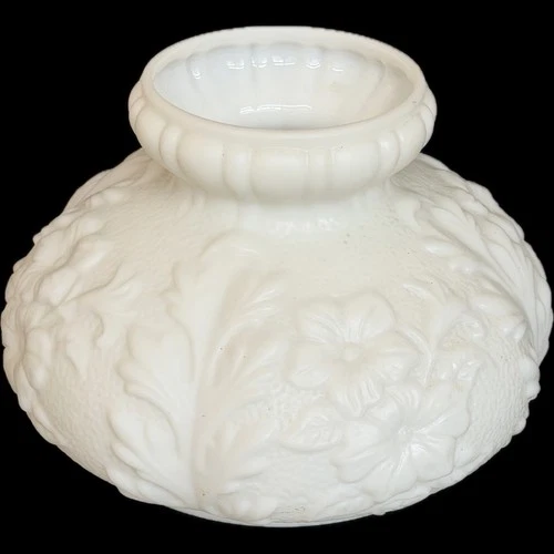 Flower Glass Hurricane Lamp Shade Milk Glass Fenton Style Vintage Floral