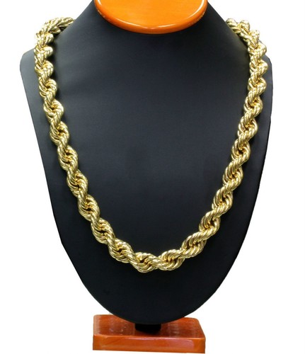 14K Gold Plated Hollow Necklace Rope 