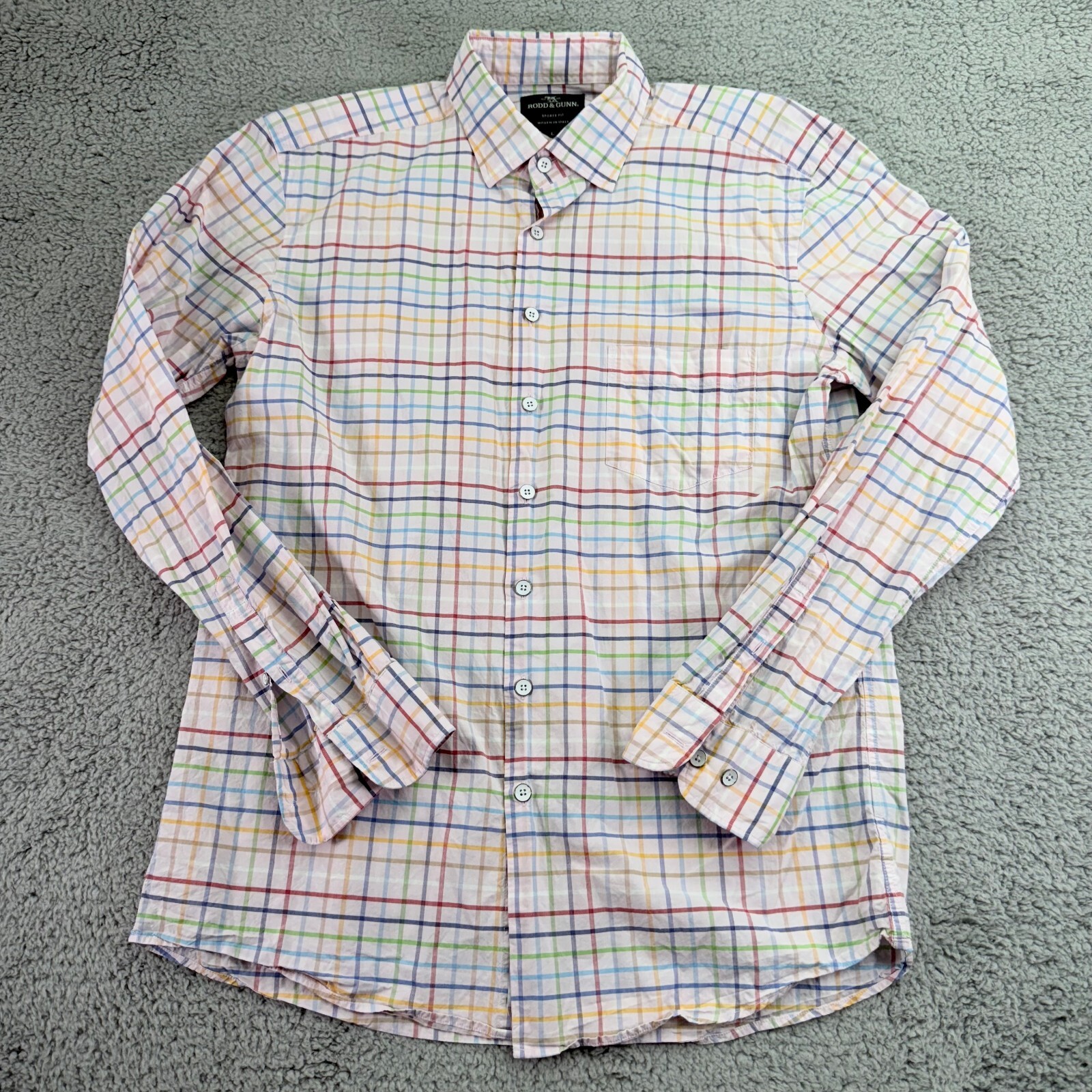 Rodd & Gunn Shirt Mens Large Plaid Sports Fit Woven In Italy