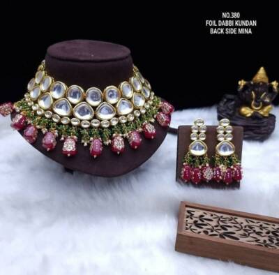 Sabyasachi Jewelry Set Gold Plated Kundan Pakistani Bridal Necklace  Earrings New