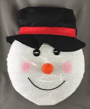 Large 18" Holiday Snowman Head with Hat Hanging Decoration Battery LED Lights