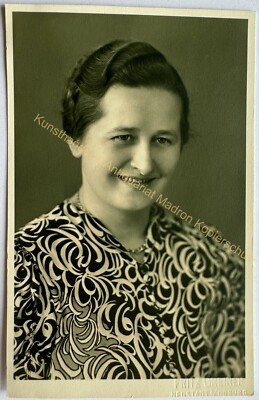orig. Photo postcard lady woman around 1940 fashion dress Neustadt Coburg 